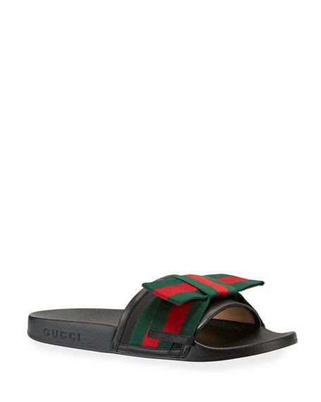 gucci flat pursuit web slide sandal|gucci slides.